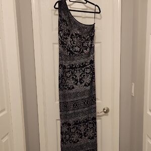 Scott McClintock Black and Silver One-Shoulder Dress